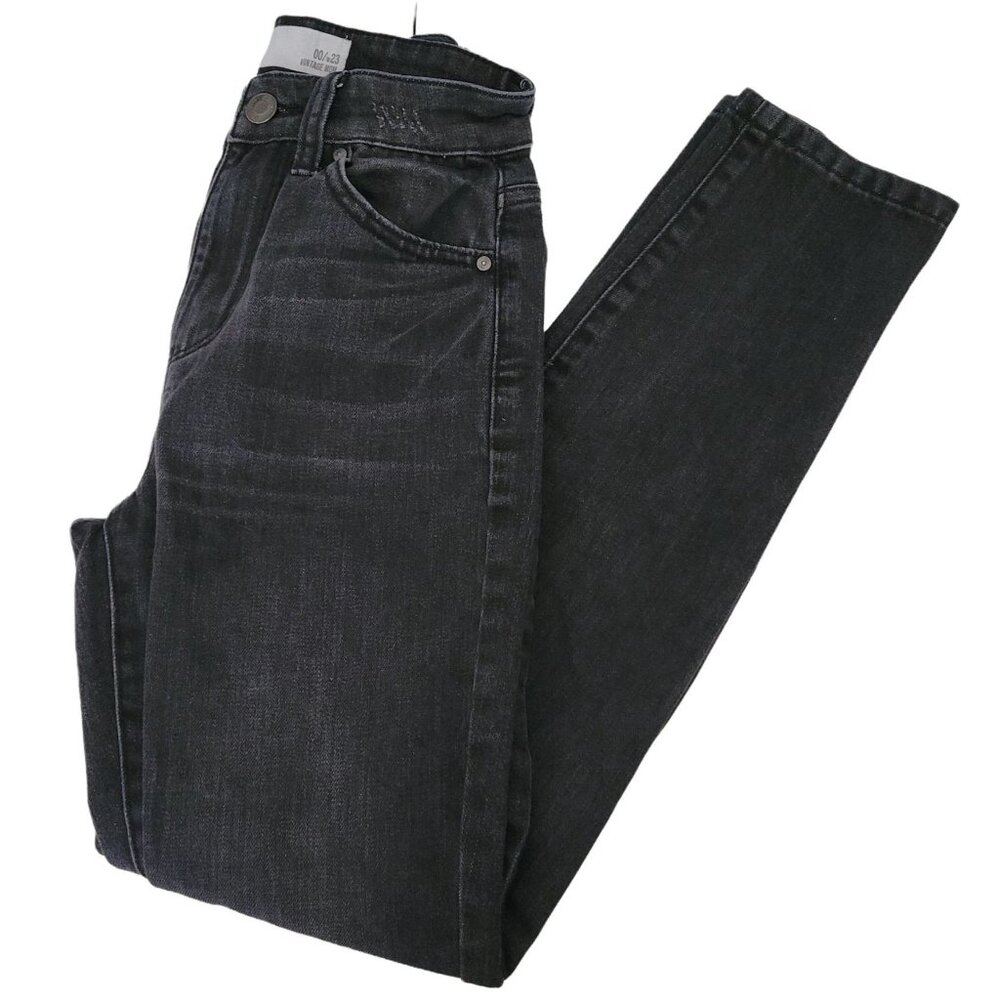 RSQ Vintage Mom Jeans Womens Size 00 Mid Rise Black Ripped Denim Pants